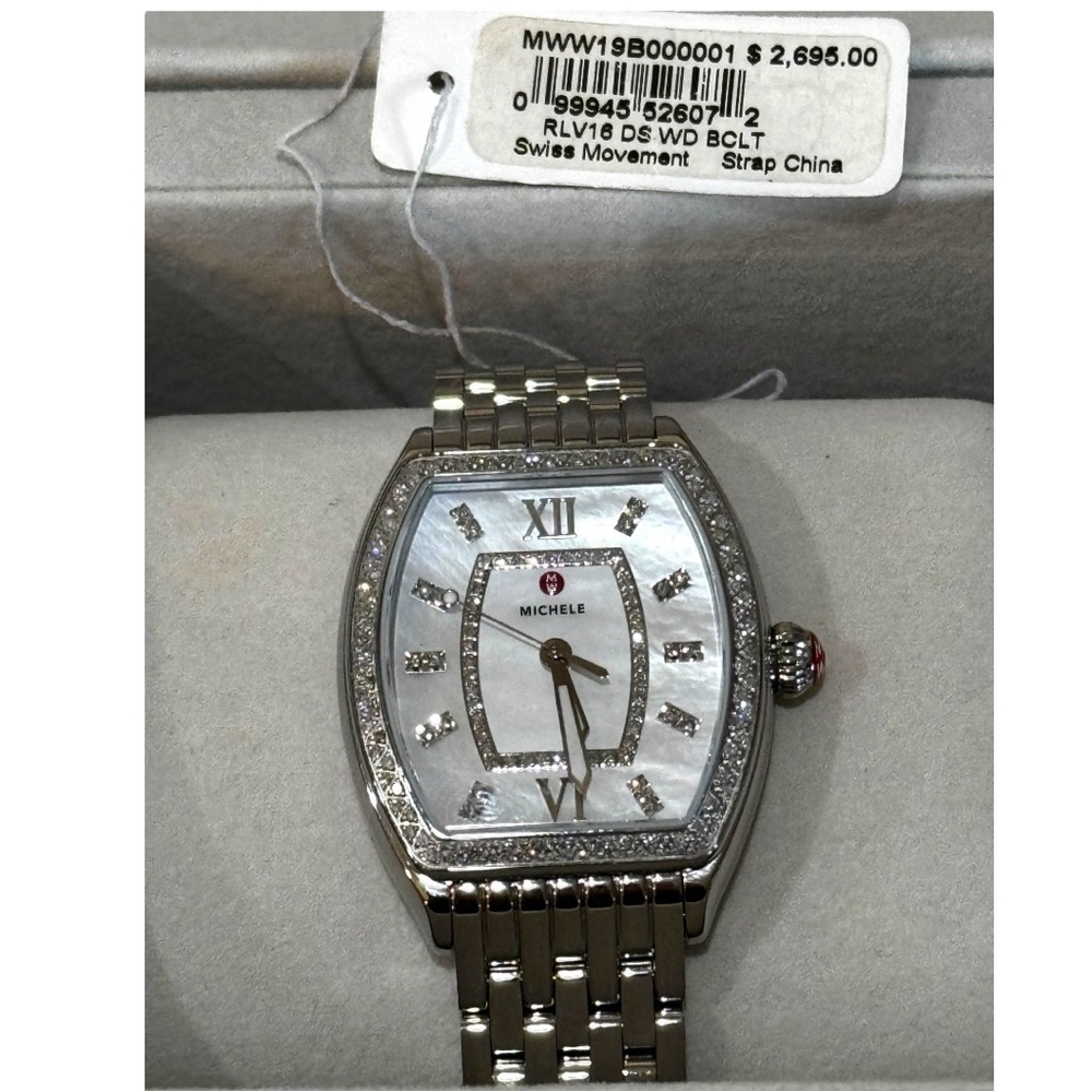 New ! Michele Releve Silver Diamond Watch - Picture 4 of 11